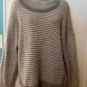 Maurices Gray Striped Fuzzy Woman’s Sweater XL